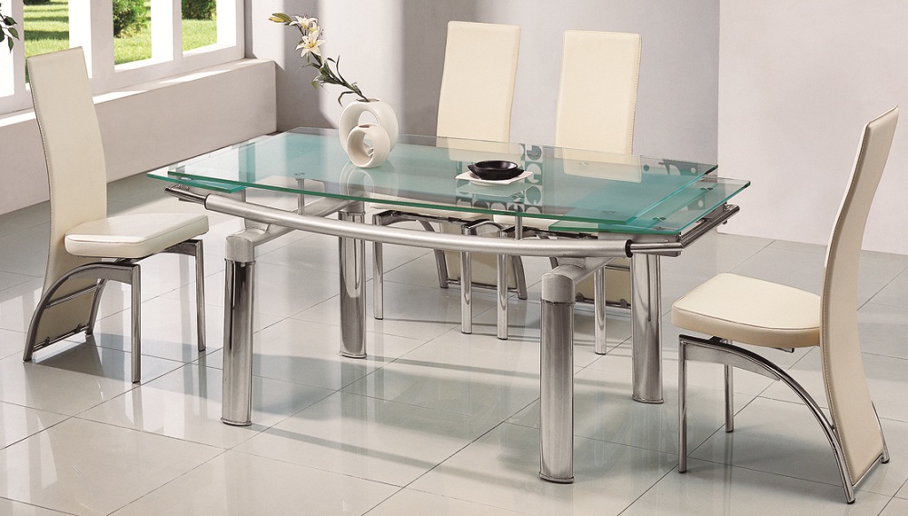 Delta Extending Glass Dining Table & 6 Chairs | Glass Dining ...