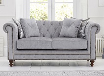 Montrose Chesterfield Fabric 2 Seater Sofa Grey