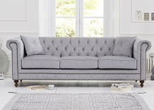 Montrose Chesterfield Fabric 3 Seater Sofa Grey