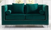 New England Velvet 2 Seater Sofa Green