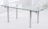 Rectangle Extending Glass Dining Table Extended