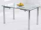 Rectangle Extending Glass Dining Table Closed